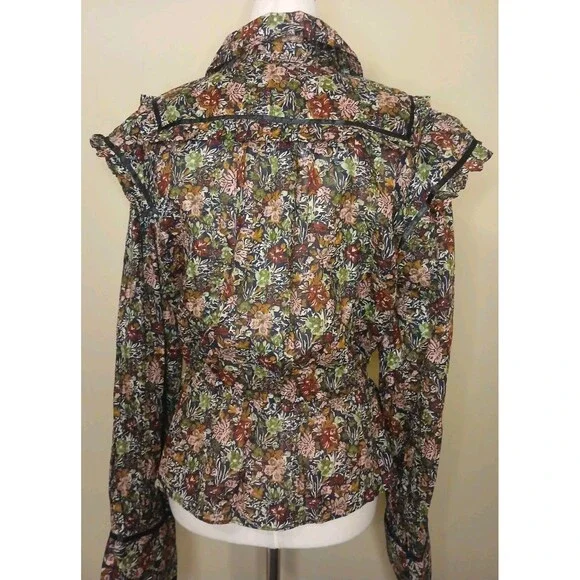 Free People Blouse Sz L Floral Multicolor Long Sleeve Peplum NWT - Picture 4 of 16